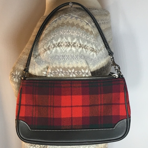 Coach Handbags - Coach Red Plaid Top Handle Clutch Handbag / Purse